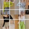 Outono Estilo Hong Kong Sexy Manga Longa Ombro a Ombro Slim Fit Emagrecedor Camiseta Curta Base Top S1244 Tubo Curto Pequeno T