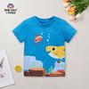2025 Nova Camiseta de Verão de Manga Curta Infantil Meninos Gola Redonda Manga Curta Desenho Animado Tema Mundo Subaquático Camiseta de Verão
