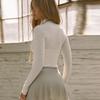 Estilo europeu e americano transfronteiriço feminino outono novo moda cor sólida gola alta formato justo manga longa slim fit camiseta top feminino