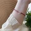 Pulsera de Hilo Rojo Corazón de Cristal Rojo Fresa para Parejas de Mujeres, Pulsera Tejida Estudiante DIY Hecha a Mano de Nicho, Venta de Liquidación