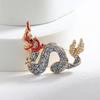 Broche Retro Zodiaco Dragón Chino Esmalte Imitación Tótem Pin para Traje Estilo Nacional Pedrería Animal Accesorios de Ropa