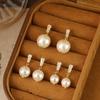 Pendientes Minimalistas Coreanos de Perla y Circonita, Dulces y Femeninos, Pendientes de Botón de Perla de Concha Imitación Coloridos