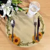 Venda Quente Transfronteiriça Estilo Rústico Jogo Americano Tecido Falso Jogo Americano Natalino Impresso em 2D Jogo Americano Redondo de Bambu e Cânhamo Decoração de Mesa