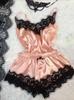 Lingerie Sexy de Comércio Exterior Europeu e Americano Renda Popular Transparente Suspensório Pijama Conjunto de Roupa de Casa Duas Peças Atacado Dropshipping
