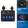 Cargador de Coche Piezas de Modificación de Coche Accesorios para Cargador de Coche Panel de Interruptor Combinado Cargador de Coche USB Doble de 3 Posiciones Cargador de Coche