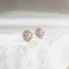 Pendientes de Zirconia Gama Alta Lujo Ligero Verano Joyería Transfronteriza Pendientes de Moda Versátiles con Ópalo de Colores Pendientes de Corazón