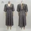 Site Independente Amazon Cruzamento Europeu e Americano Verão 2025 Nova Roupa Feminina Estilo Europeu e Americano Estampado Decote V Tamanho Grande Vestido