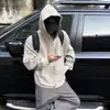 Moletom cardigã com capuz listrado retrô americano, unissex, outono, folgado, peso pesado, casual, jaqueta com zíper para casal