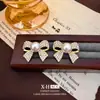 Brincos de Pérola com Laço Micro-Incrustado de Agulha de Prata, Brincos Estilo Moda Coreana, Exquisitos, Elegantes, Únicos, Brincos de Luxo