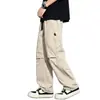 Pantalones de trabajo estilo americano, corte holgado para hombre, pierna recta, nueva colección 2026, pantalones largos retro, pantalones casuales multibolso para hombre, estilo primavera/otoño
