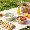 Caja de Almuerzo Plegable de Silicona Caja de Conservación Caja de Almuerzo para Picnic al Aire Libre Redonda Color Sólido Grado Alimenticio Viaje Bol para Harina
