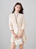 Chaqueta de Color Borgoña con Mangas Largas y Cuello Pequeño para Mujer, Moda Casual Profesional Elegante Otoño e Invierno Nuevo Top de Moda para el Trabajo