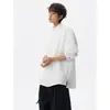 Ropa exterior casual, camisas casuales de primavera y otoño, camisas de manga larga talla grande, corte holgado para hombre, estilo chino nuevo, blanco, con caída fluida