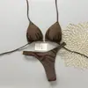2026 Venta Caliente Transfronteriza Colaboración Estilo Europeo y Americano Color Sólido Sexy Cuello Halter Dos Piezas Bikini Traje de Baño para Vacaciones en la Playa