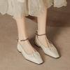 H967-6 Zapatos de tacón bajo de un carácter con pedrería Temperamento Nuevo estilo francés Punta cuadrada Boca poco profunda Caballerizo Zapatos casuales para mujer con suela blanda
