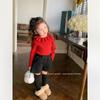 [en stock] Ropa infantil de Corea del Sur otoño e invierno suéter básico para niñas Joker encaje camisa básica de punto suéter estilo extranjero