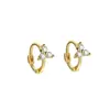 Pendientes de Trébol Distintivos con Aguja de Plata S925 Estilo Europeo y Americano Lujo Ligero Circonita Pendientes Simples de Diseño de Nicho Estilo Ins para Mujer