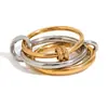 Moda Europeia e Americana Temperamento Personalidade Alta Classe Brincos de Ouro Aço Inoxidável Banhado a Ouro 18K Pulseira Anel Exagerado Vintage Mulheres