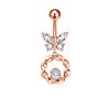 Joyería de Piercing Transfronteriza Europea y Americana Cobre con Circonita Incrustada Colgante de Lazo Mariposa Anillo para Ombligo Acero Inoxidable Uña para Ombligo Perforado