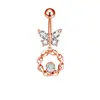 Clavo de Piercing para Ombligo Transfronterizo Europeo y Americano Anillo para Ombligo de Zirconia Microincrustada Anillo para Ombligo de Mariposa de Zirconia a la Moda Joyería para Piercings Corporales