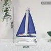 Decoración de Adornos para Pasillo Estilo Mediterráneo Modelo de Velero Navegación Suave Barco Artesanal Barco de Hierro Adornos de Barco Pequeño de Madera