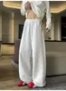 Calça esportiva feminina para primavera e outono, forrada com fleece, novo modelo 2026, calça de moletom reta de corte justo, calça de cintura alta estilo banana de perna larga