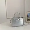 Bolsa de Mão Feminina Prata 2026 Nova Tendência Primavera Verão Toque de Luxo Bolsa de Mão Estilo Balde Bolsa para o Dia a Dia Ombro Único Transversal