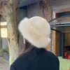 Chapéu de Pelúcia Mongol para Mulheres, Outono e Inverno, Branco, Quente, à Prova de Frio, Chapéu Bacia do Nordeste, Chapéu com Proteção para as Orelhas, Chapéu de Pescador com Pelo de Raposa