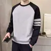 Moletoms Novos para Meninos da Primavera e Outono, Estudantes do Ensino Fundamental II, Camisetas Tendência de Manga Longa, Camisetas Básicas e Tops para Crianças Maiores