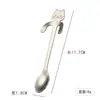 Colher de Café Formato de Gato Aço Inoxidável 304 Criativa Pequena Colher Colher para Mexer Colher para Temperos Colher de Sobremesa Gato Pendurado na Xícara