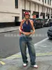 Jeans Retrô Estilo Americano com Estampa de Garota Popular Tubo Reto Slim Distintivo Moda de Rua Calças Tendência Primavera e Outono Novo