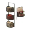 Estante de almacenamiento para cocina, para uso doméstico, para artículos de cocina cotidianos, especias, cebollas, jengibre y ajo, multicapa, diseño de montaje en pared sin perforación