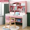 Escritorio infantil con estantería y librero, escritorio de estudio y escritura para estudiantes integrado, uso doméstico, juego de escritorio de computadora y silla para habitación de niñas