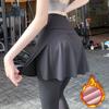 Pantalones Falsos de Dos Piezas con Tiburón para Mujer, Forrados de Polar Otoño e Invierno, Tallas Grandes, para Mujeres con sobrepeso, Leggings Deportivos para Fitness Yoga, Pantalones con Falda Integrada para Cubrir el Trasero