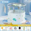 Cubo de Natación para Bebé Plegable para el Hogar Piscina Infantil para Recién Nacidos Niños Cubo de Baño Transparente para Interiores Bañera