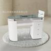 Mesa de manicura japonesa con aspiradora, mesa individual para manicura, mesa de manicura con red, mesa de manicura con pintura blanca y roja, encimera de vidrio