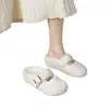 Outono/Inverno 2026 Novo Veludo Plus Salto Escondido Pessoa Baixa Bico Fechado Meia-Pantufa Pessoa Preguiçosa Macio Wanwan Pantufas de Algodão Sapatos Peludos Mulheres