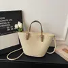 Bolsa Cesta de Verduras para Mujer 2026 Nueva Primavera y Verano Bolso de Hombro Tejido a Mano Gran Capacidad Bolso Tote Cruzado de Paja