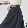 Saia midi de veludo cotelê retrô da moda para mulheres, novo estilo coreano outono e inverno 2026, saia evasê que cobre o quadril