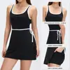 Vestido Chaleco para Mujer con Forro para Prevenir la Exposición, Falda de Tenis para Fitness al Aire Libre con Copas, Falda Corta de Yoga D26041