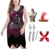 Tallas Grandes S-4XL Ropa para Mujer Estilo Retro de los Años 20 Gatsby Vestido con Lentejuelas y Flecos Fiesta Reunión Anual Fiesta Vestido de Noche