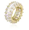 Anillo Rectangular de Diamante Completo para Mujer Estilo Coreano Celebridad de Internet Moda Lujo Ligero Versátil Moderno Exquisito Anillo de Diseño de Nicho
