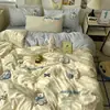 Conjunto de Roupa de Cama Classe A Quatro Peças Algodão Puro Lençóis de Cama Capa de Edredom Capa de Edredom Lençóis de Cama Conjunto de Três Peças para Dormitório de Estudante 4 Estações