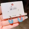 Broche Turquesa de Moda de Luxo Leve, Brincos de Clipe de Alta Qualidade, Brincos e Acessórios Vintage de Alta Qualidade para Mulheres