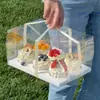 Caja para Cupcakes con Ventana Caja de Embalaje Cartulina Blanca de Grado Alimenticio Mascota Transparente Espesada Caja para Postres para Llevar de 4 Piezas