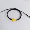 Pulsera Cruz Color Sencillo Turquesa Transfronteriza Nudo Plano Tejida a Mano Pulsera Negra Pulsera de Bautizo