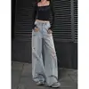 Nuevos Pantalones Anchos Rasgados de Calle Primavera/Verano 2026 para Mujer Azul Claro Estilo Retro Chica Picante Jeans Rectos de Corte A
