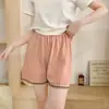 Pantalones de Dormir de Algodón para Mujer con Encaje Jacquard Dulce, Adecuados para Verano, Se Pueden Usar Afuera, Tallas Grandes, Shorts Casuales para Caminar