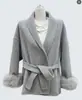 Abrigo de Lana Doble Cara Otoño/Invierno 2026, Abrigo Corto de Lana con Ribete de Piel de Zorro, Talla Petite, Abrigo de Lana de Alpaca para Mujer