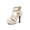 Mesa de Agua de Verano Hueca Tamaño Grande Zapatos de Mujer Punta Cerrada Sandalias de Tacón Alto Comercio Exterior Dropshipping 338-64